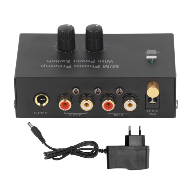 Preamplificador de tocadiscos Phono, preamplificador de tocadiscos, sonido electrónico, fonógrafo estéreo, preamplificador de bajo ruido PP500P 100-240V, enchufe de la UE
