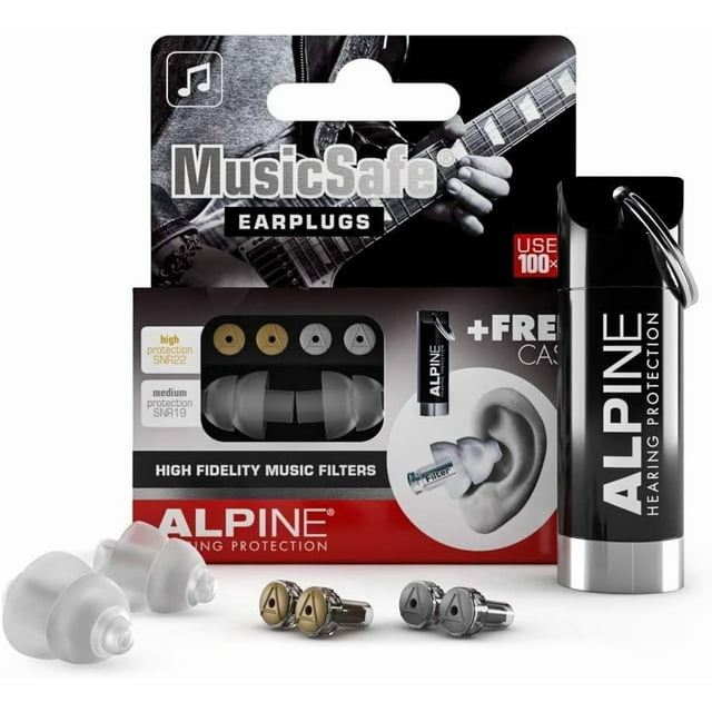 WWS-MusicSafe Bouchons d'Oreilles Haute Fidélité pour Réduction de Bruit - 2 Ensembles de Filtres Interchangeables - Protection Auditive Professionnelle pour Musicien - Bouchons d'Oreilles Hypoallergéniques Réutilisables Doux Transparents