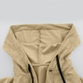 thumbnail image 4 of Women's Corduroy Hooded Shacket Button Front Long Sleeve Casual Oversized Jacket with Pockets Beige S, 4 of 8