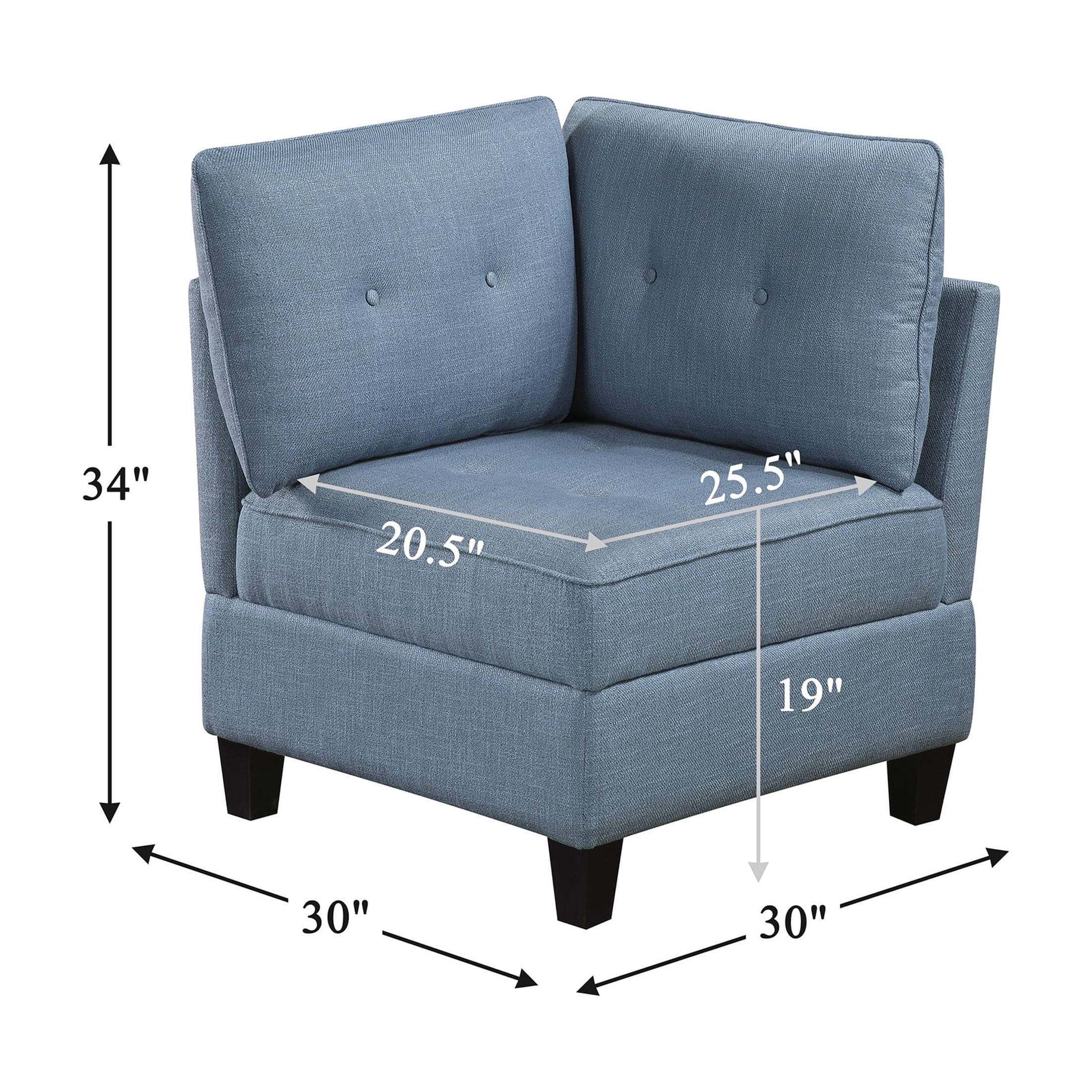 OakvillePark Silvercross Textured Fabric Corner Seat with Storage, Module for Modular Sectional Sofa, Blue