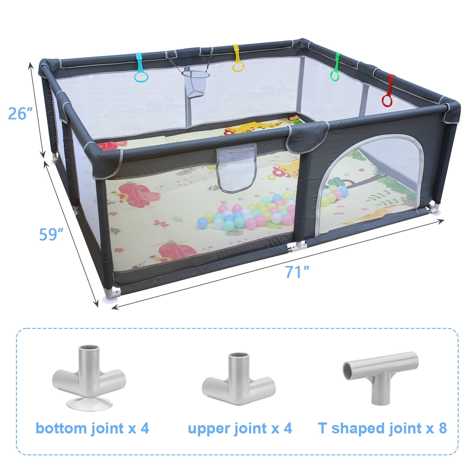 Large Baby Playpen with Mat Cloth Playpen Removable Enclosures,71"x59" Portable Playpen for Indoor/Outdoor