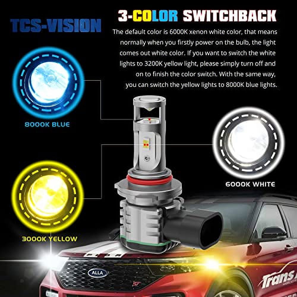 Alla Lighting 5201/5202 LED Fog Light Bulbs - 5200 Lumens Triple Color Switchback DRL