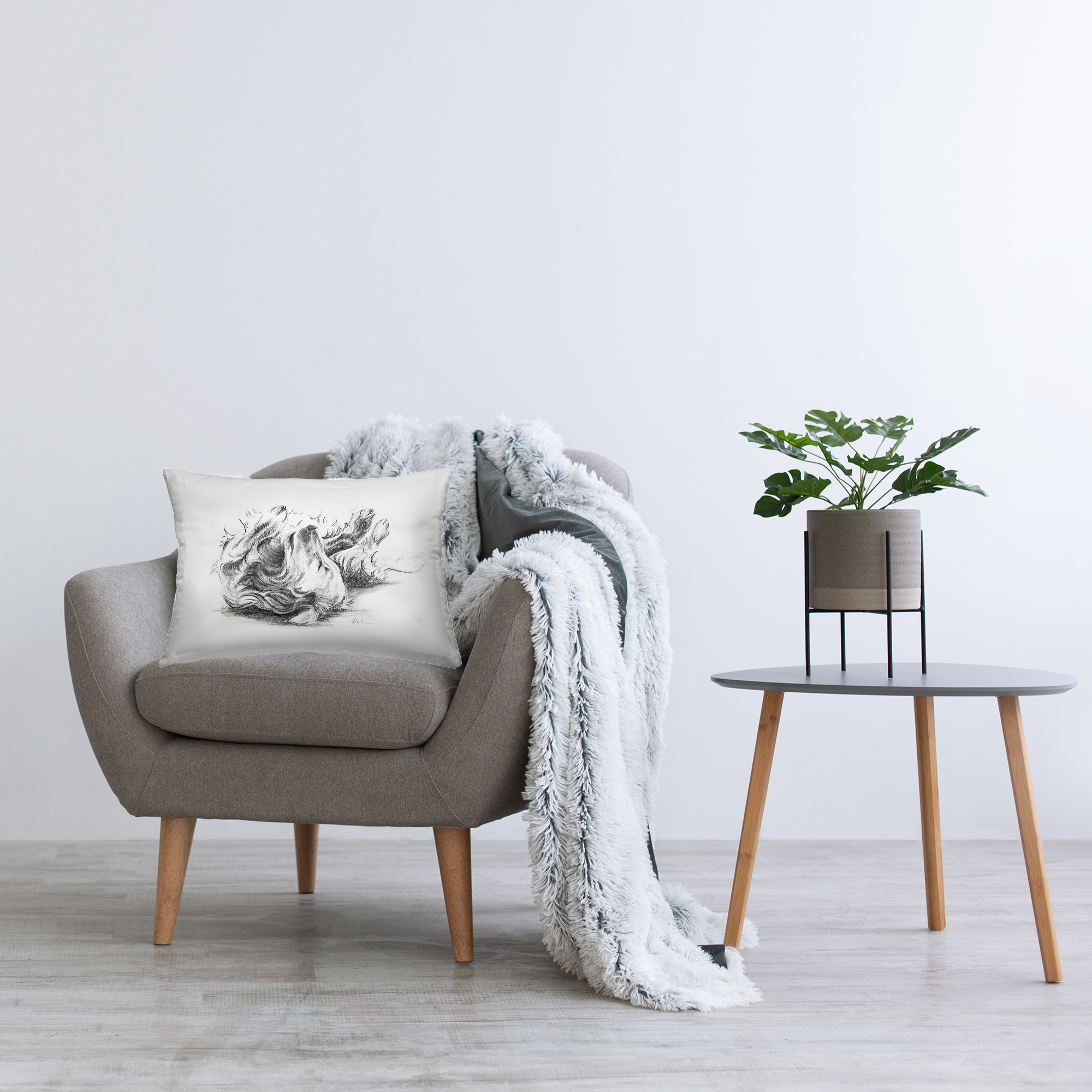 Stupell Industries Naptime Dog Drawing Decorative Printed Throw Pillow Design by Lindsay Kivi Fine Art.