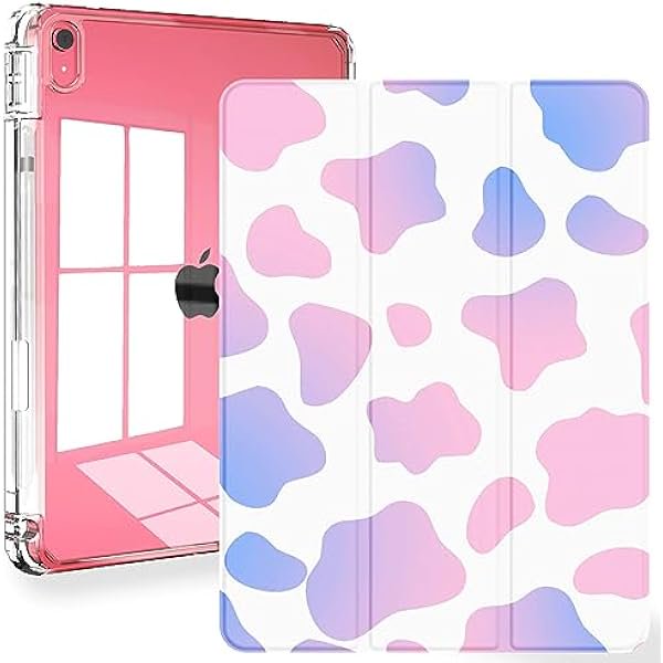 wonima44 Feams for iPad (A16) 11th Generation 11 Inch 2025, iPad 10th Generation Case 10.9 Inch 2022, Slim iPad A16 Case Clear Back Cover with Pencil Holder & Auto Sleep, Pink Cow Print
