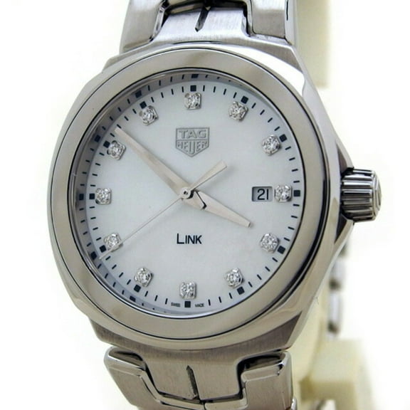Pre-Owned TAG Heuer Link Date 12P Diamond White Shell Dial Ladies Watch (Good)