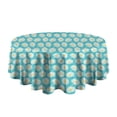thumbnail image 5 of Turquoise Daisy Flower Floral Pattern Round Tablecloth 60"x60",Wrinkle Wipeable Table Cloth for Kitchen Dining Room Picnic Patio Party, 5 of 6