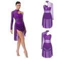 thumbnail image 7 of iiniim Lyrical Costumes for Women Chiffon Ballet Dance Dress Modern Contemporary Leotard Skirted Purple M, 7 of 7