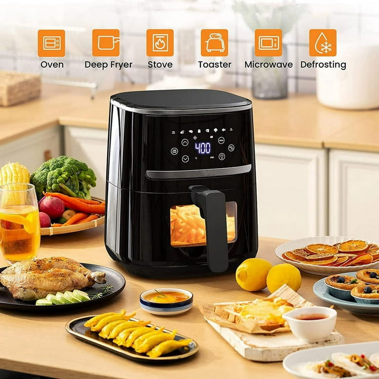 Acekool 5Qt Air Fryer with Visible Window, 8 Preset with Time/Temp Control,  Digital Oil-Less Cooker with Dishwasher Safe Basket 