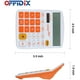thumbnail image 2 of Calculadora de escritorio OFFIDIX, energía solar, batería, portátil, 12 dígitos, pantalla LCD grande, calculadora de mano diaria y oficina (naranja), 2 of 3