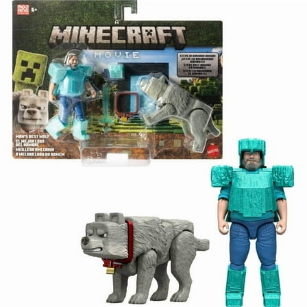 Minecraft Man’s Best Wolf Pack with 2 Action Figures & 2 Accessories, Set Inspired by the Movie