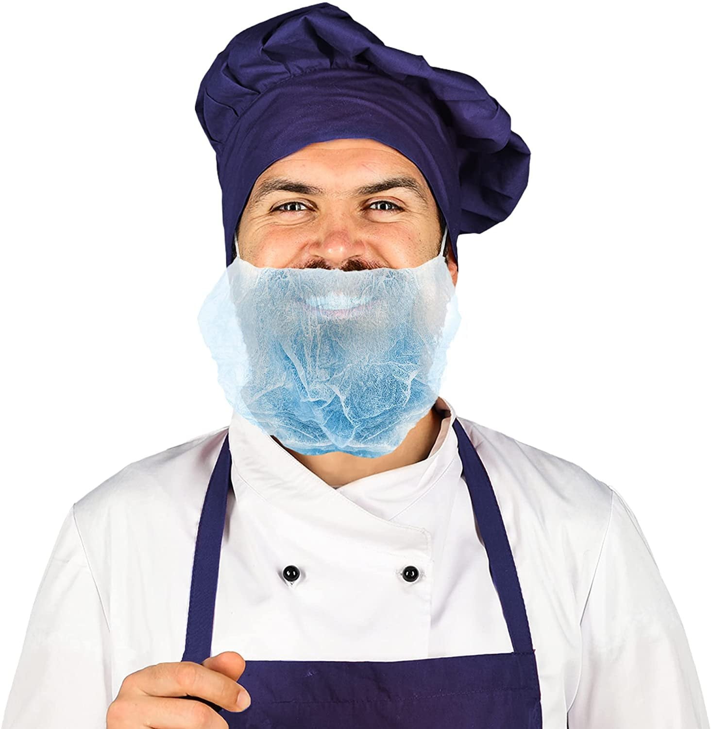 Disposable Beard Nets for Men 18", Blue Beard Covers for Men, Thin PPE