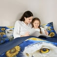 thumbnail image 5 of Castle Fairy Wildlife White Owl Bedding Comforter Set 2pcs for Female Men Women,Chic Floral Sunflower Rose Twin Comforter Sets Microfiber,Blue Yellow Breathable Bedding Set,Lightweight Room Decor, 5 of 8