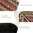 thumbnail image 5 of FORMRS Makeup Bag Travel Cosmetic Organizer for Women Fold Flat Zipper Pouch with Handle, Brown Geometric, 5 of 8