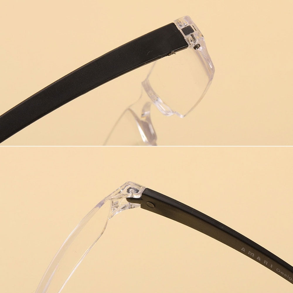 3 Pairs of Portable Small Rectangle Gray Clear Reading Glasses 3.00 With Pen Holder for Women and Men, Plastic Light Weight Readers +3.00