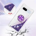 thumbnail image 2 of Glitter Clear Sparkly Bling Google Pixel 7A Case, Flowing Liquid Quicksand Cover with Diamond Ring Holder Case for Google Pixel 7A  Purple, 2 of 14