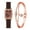 Brown, variant on Fashion Rose Gold Bangle Bracelets Watches with Leather Strap Casual Dress Watch Set for Women Sparking Cubic Zirconia Crystal Bracelet Jewelry Gifts