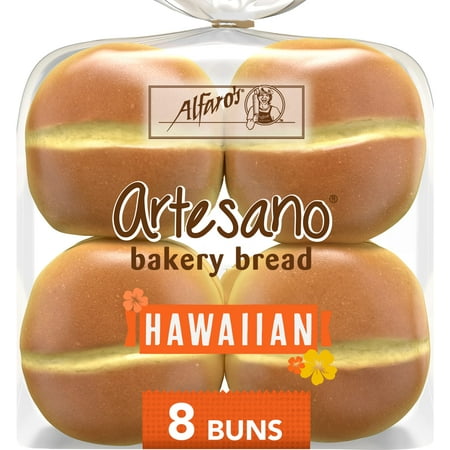 Alfaro's Artesano Hawaiian Bakery Buns, 8 count, Sweet Hamburger Buns, 19 oz Bag