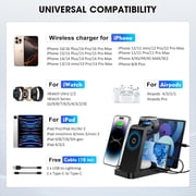 36W Wireless Charger: ETEPEHI 5 in 1 Fast Charging Station Compatible for iPhone 17 16e 16 15 14 13 12 Pro Max iWatch Samsung Tablets iPad