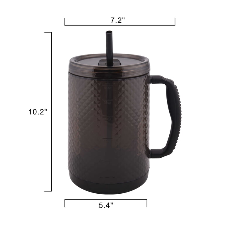 Mainstays 48-Ounce Plastic Textured Hydro Mug with Lid, Black 