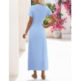 thumbnail image 6 of Merokeety Womens Summer T Shirt Dresses Crew Neck Tie Waist Midi Dress Skyblue m, 6 of 7