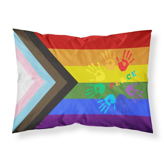 Gay Pride Peace Hands Progress Pride Fabric Standard Pillowcase