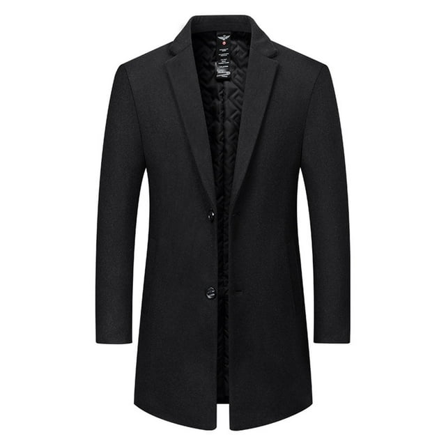 Ceisia Warm Structured Men's Slim Fit Mid-Length Wool Blend Notch Lapel Coat Gift