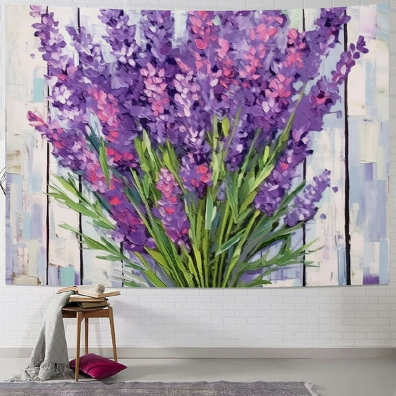 Fenyluxe Lavender Flowers Tapestry Wall Hanging for Bedroom Dorm Home Decor Short Plush Fabric No Fading 40x30inch