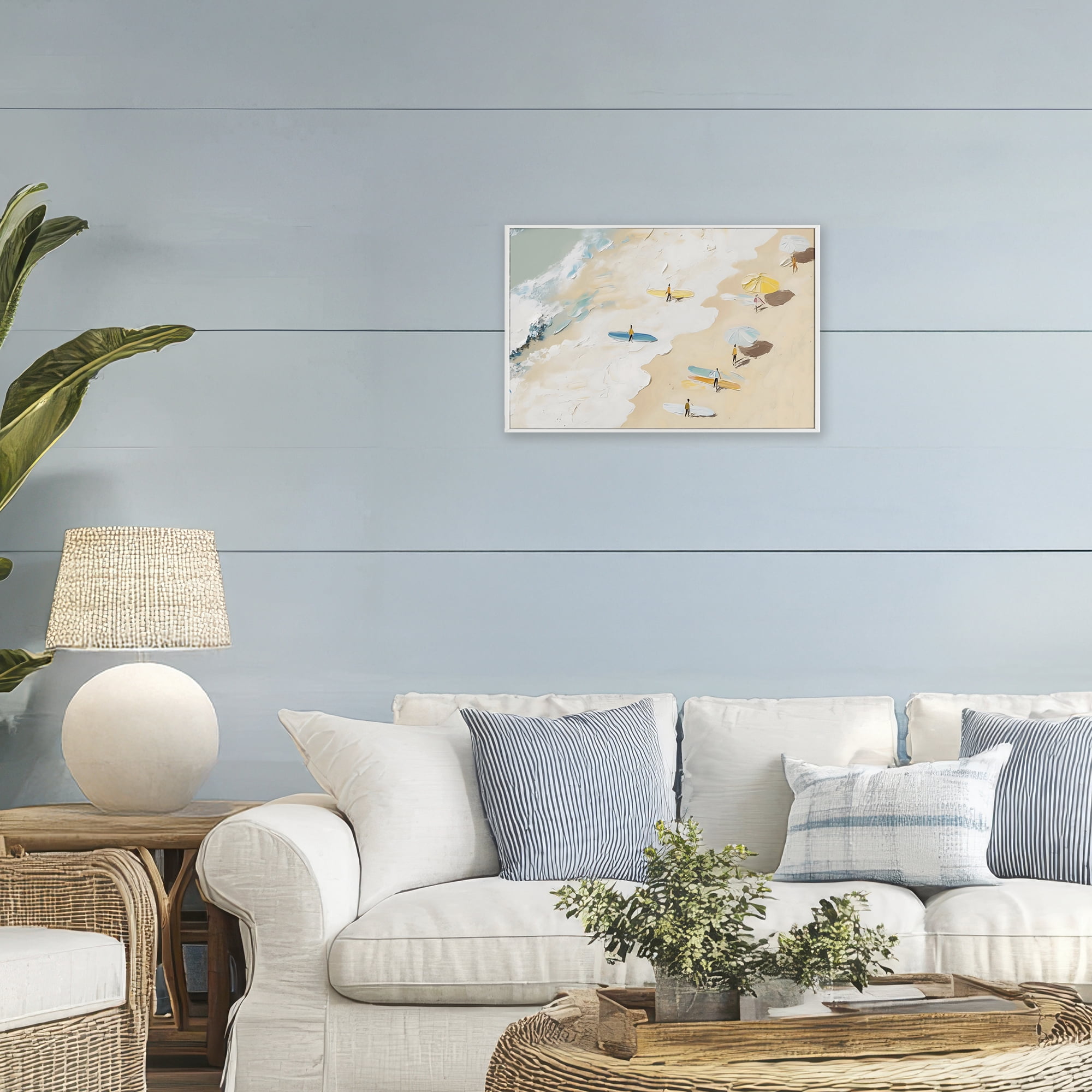 Stupell Industries Beach Surf Summer Scene White Framed Giclee Art, design by LSR Design Studio