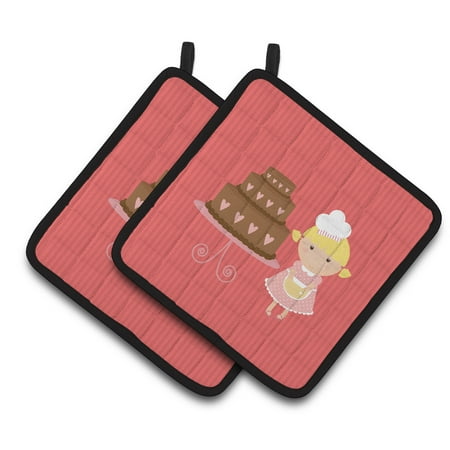 

Caroline s Treasures Valentine s Cake Baker Blonde Pair of Pot Holders