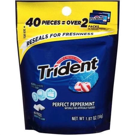 Trident Perfect Peppermint Sugar Free Gum, 40 count, 1.97 oz