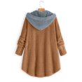 thumbnail image 2 of Lindbes Clearance Womens Plus Size Button Jacket Plush Solid Color Hooded Jacket Loose Cardigan Coat Winter Jacket Sweater, 2 of 3