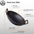 thumbnail image 3 of Backcountry Iron 14 Inch Cast Iron Wok with Flat Base and Handles, 3 of 7