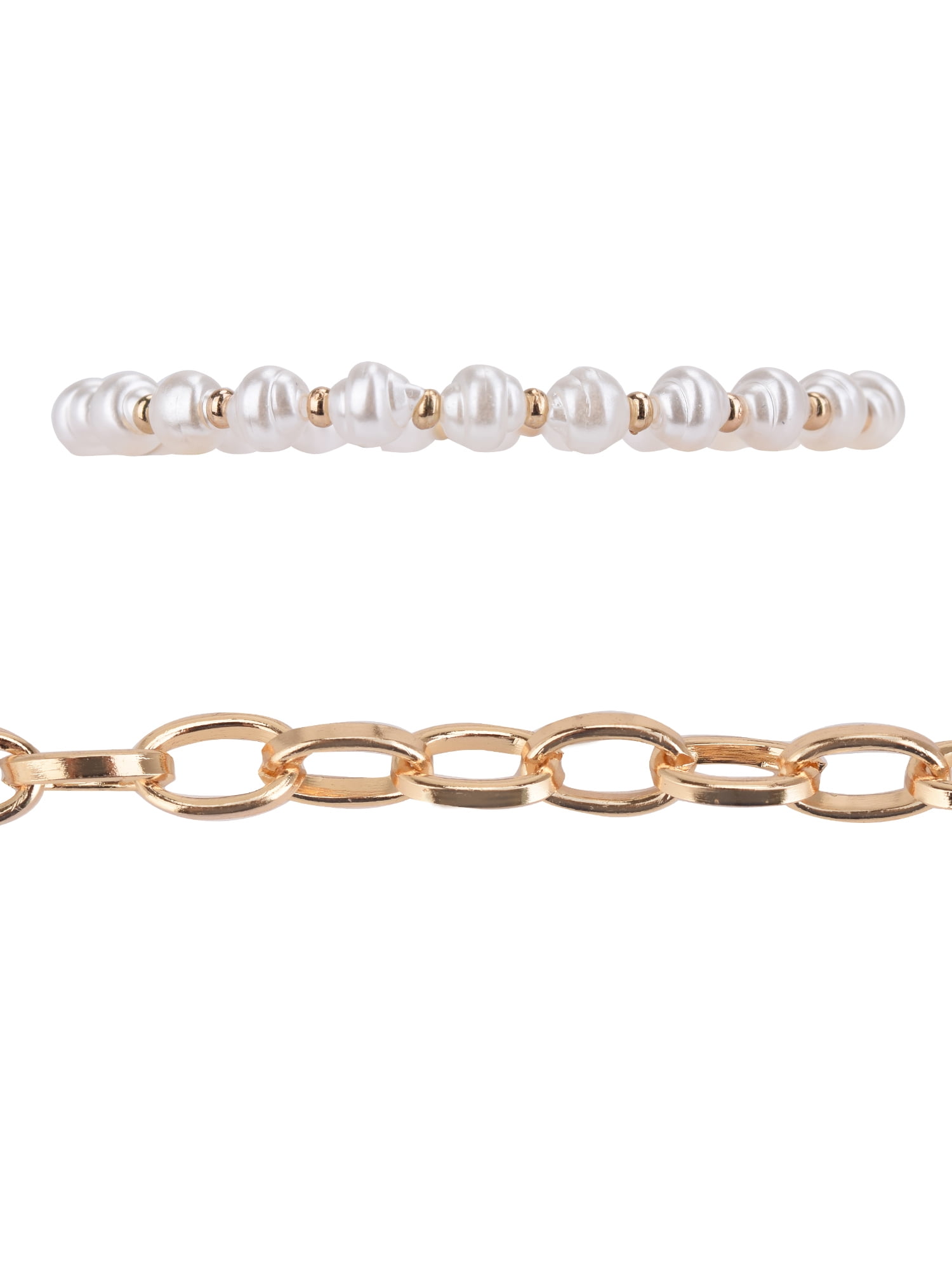 Adult Women's Gold Tone and Faux Pearl Bracelet Set, 4 Piece