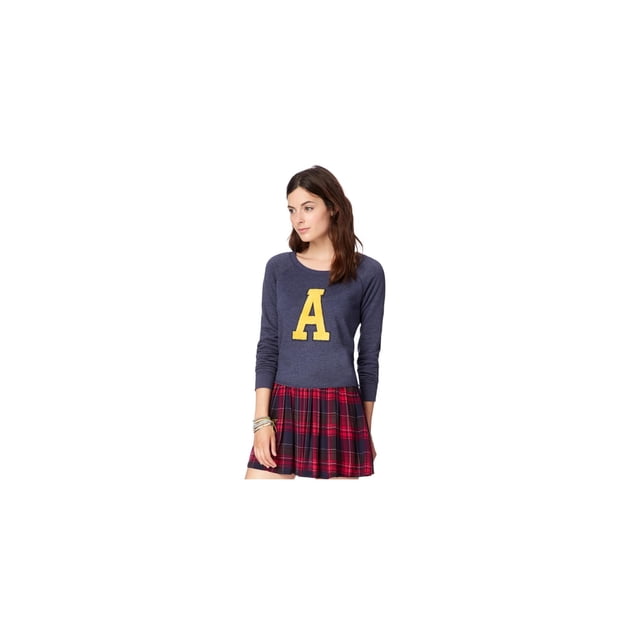 Aeropostale - Suéter recortado para mujer, azul, mediano