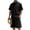Black, variant on ZToonmas Men's 2 Piece Summer Co-Ord Set Button-down Camp Collar Shirt and Drawstring Shorts Casual Outfit with Zipper Pockets