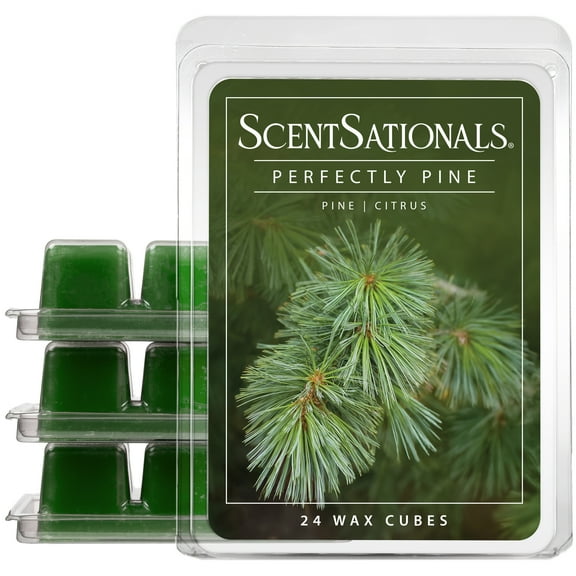 Scentsationals Christmas Wax Melts, Wax Cubes Strong Scent - Holiday Collection Perfectly Pine - Long Lasting Scented Wax Melts for Warmer, 2.5 oz (4-Pack)
