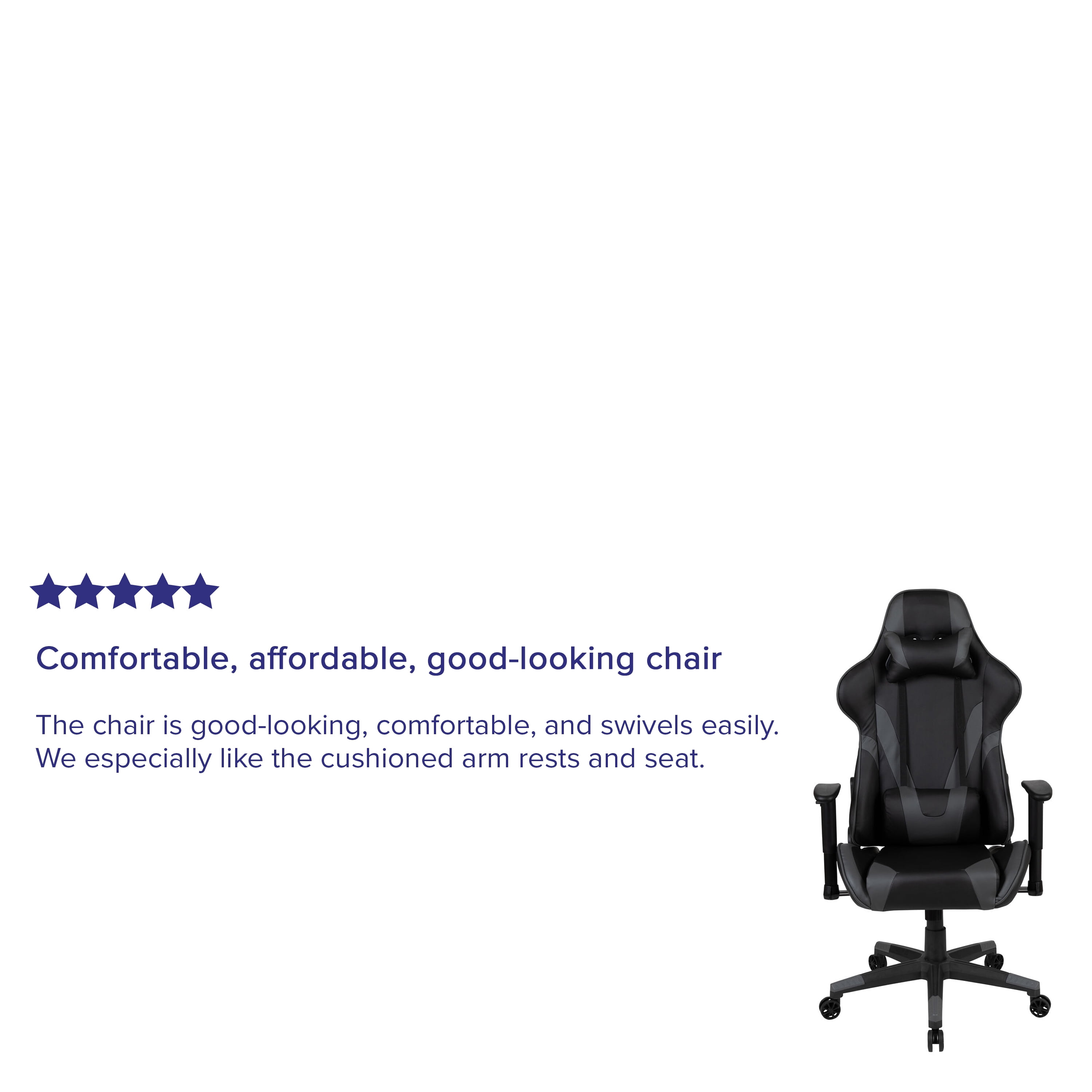 Emma + Oliver Fully Reclining Racing Gaming Ergonomic Chair, Gray LeatherSoft
