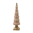 thumbnail image 4 of White Resin Christmas Tree Ornament Small Tabletop Decor for Mantel Shelf Winter Village Scene Holiday Centerpiece(Pink), 4 of 5