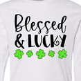 thumbnail image 4 of Inktastic Blessed and Lucky 4 Leaf Clovers St. Patrick's Day Long Sleeve Youth T-Shirt, 4 of 5