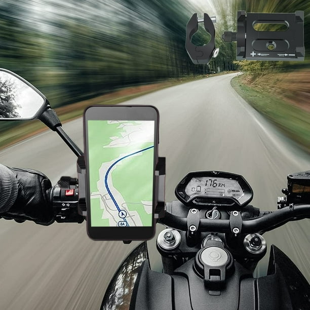 Motorcycle Phone Mount Aluminum Alloy Universal Bike Smartphone Holder | Fixed Navigation Support | Lightweight Durable | Blue Silver Red | 11x5x5cm | 1 Pack