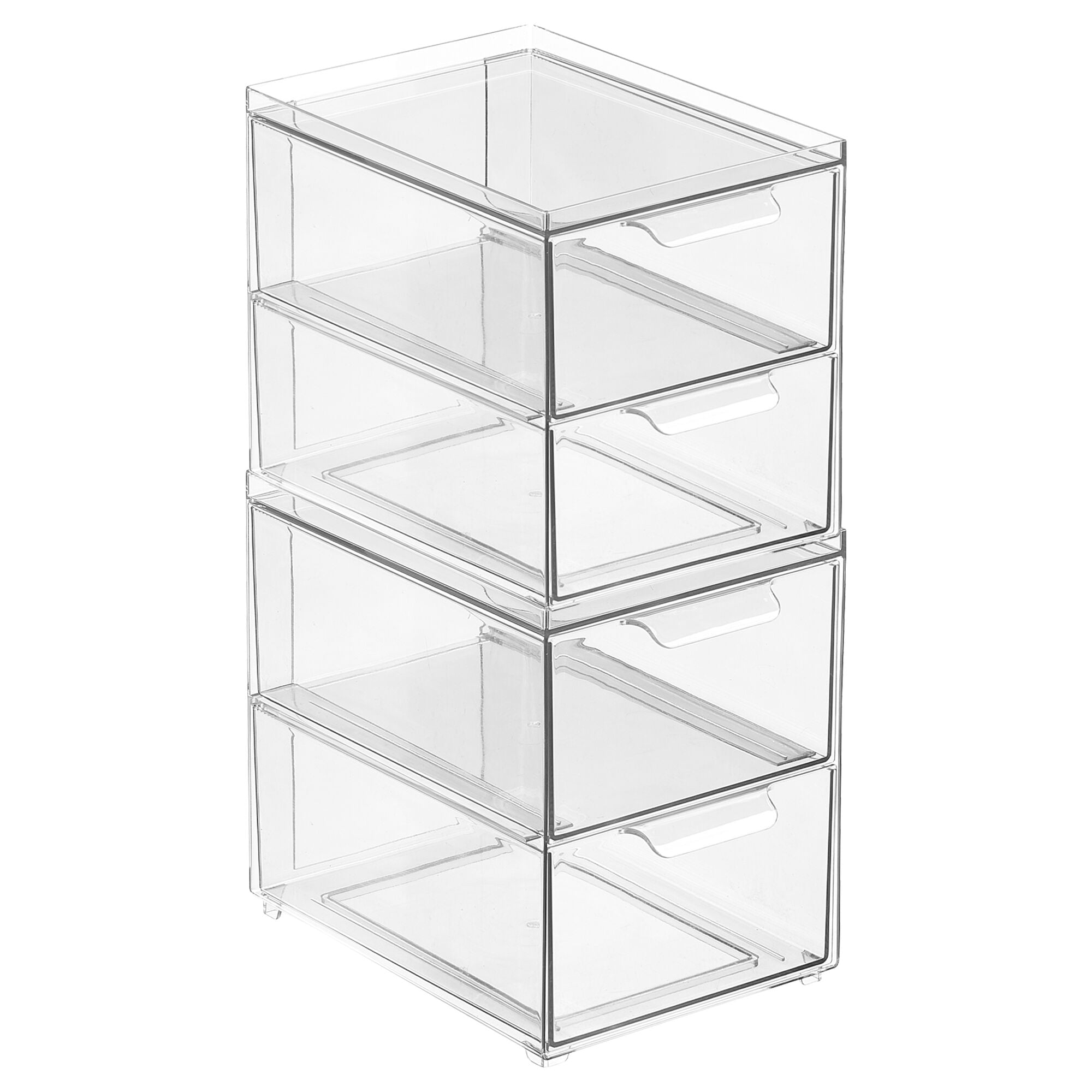 Mdesign Clarity Plastic Stackable Bathroom Storage Organizer With Drawer,  Clear - 12 X 16 X 6, 2 Pack : Target