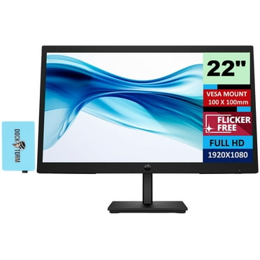 HP 22" FHD VA Monitor with 5 ms Response Time, Anti-Glare, Flicker Free, VESA Mount (100x100mm), HDMI, VGA & Dockztorm USB Port Expander, Black Color