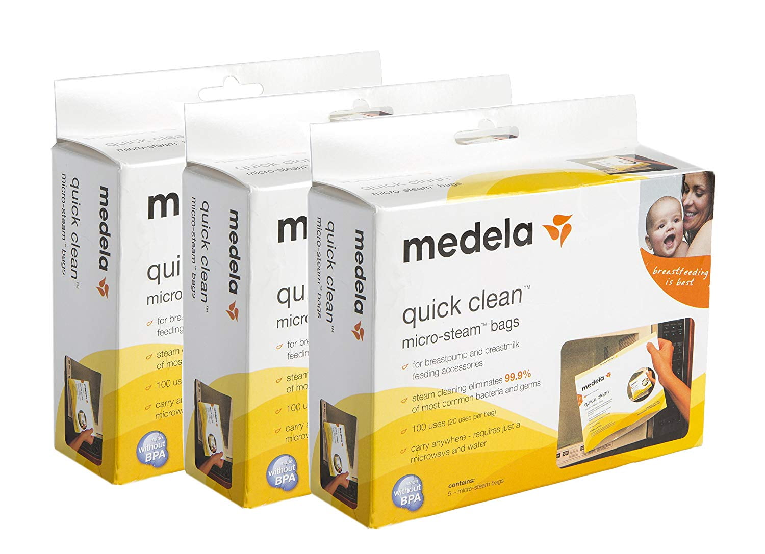 Medela Quick Clean Micro Steam Bags, 15 Count, Steam Bags for Bottles and Breast Pump Parts, Disinfects Most Breast Pump Accessories