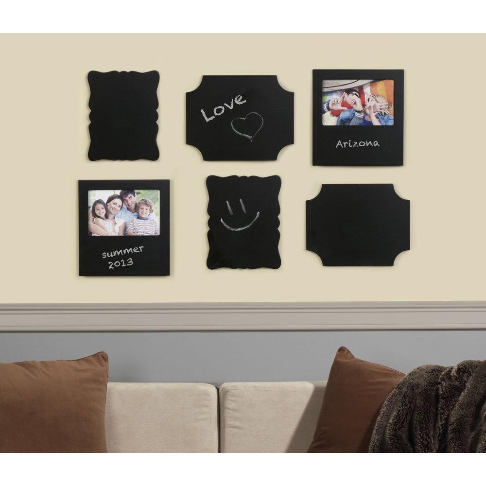 Melannco 6Piece Black Chalkboard Picture Frame Set