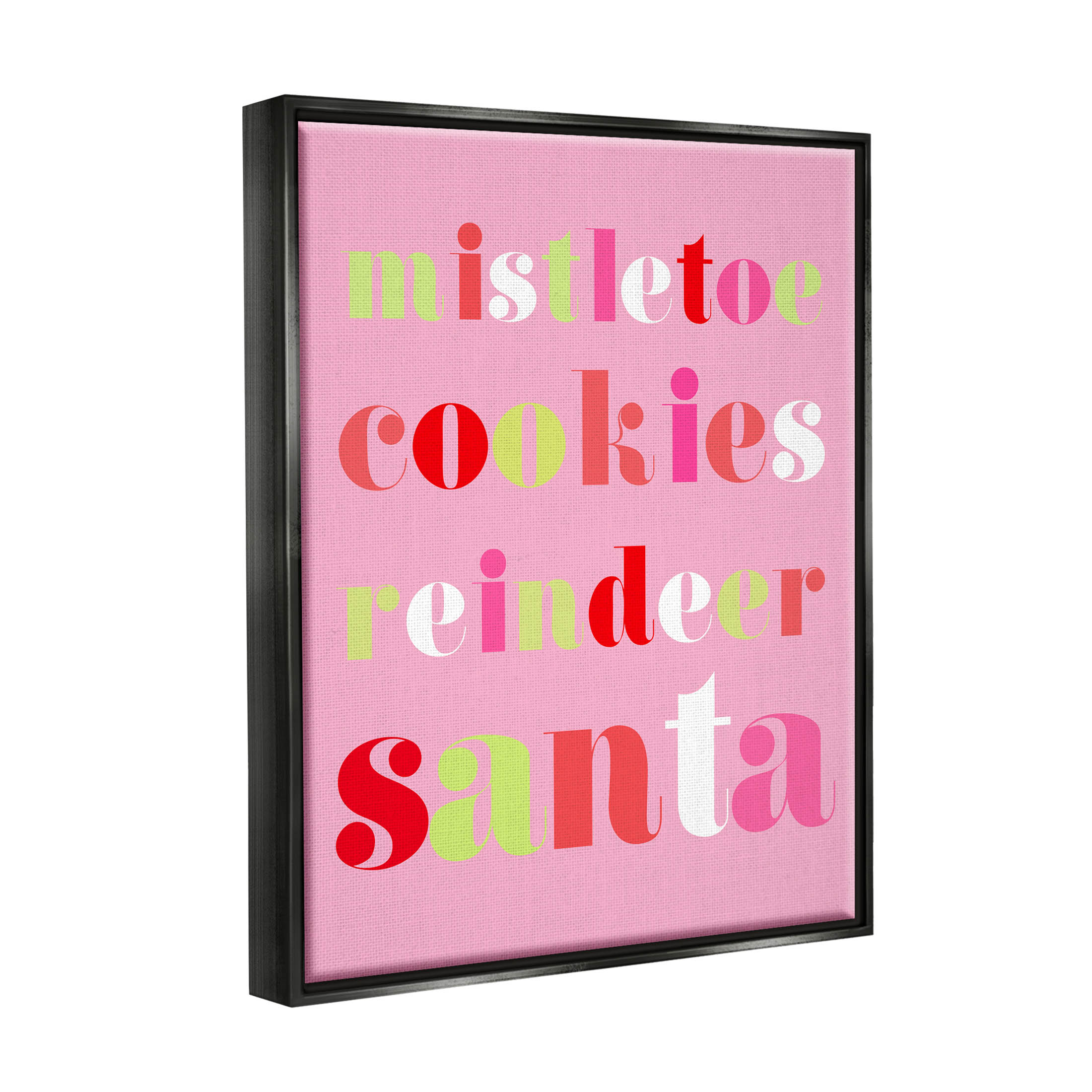 Mistletoe Cookies Reindeer Santa Bold Holiday Graphic Art Jet Black Framed Art Print Wall Art