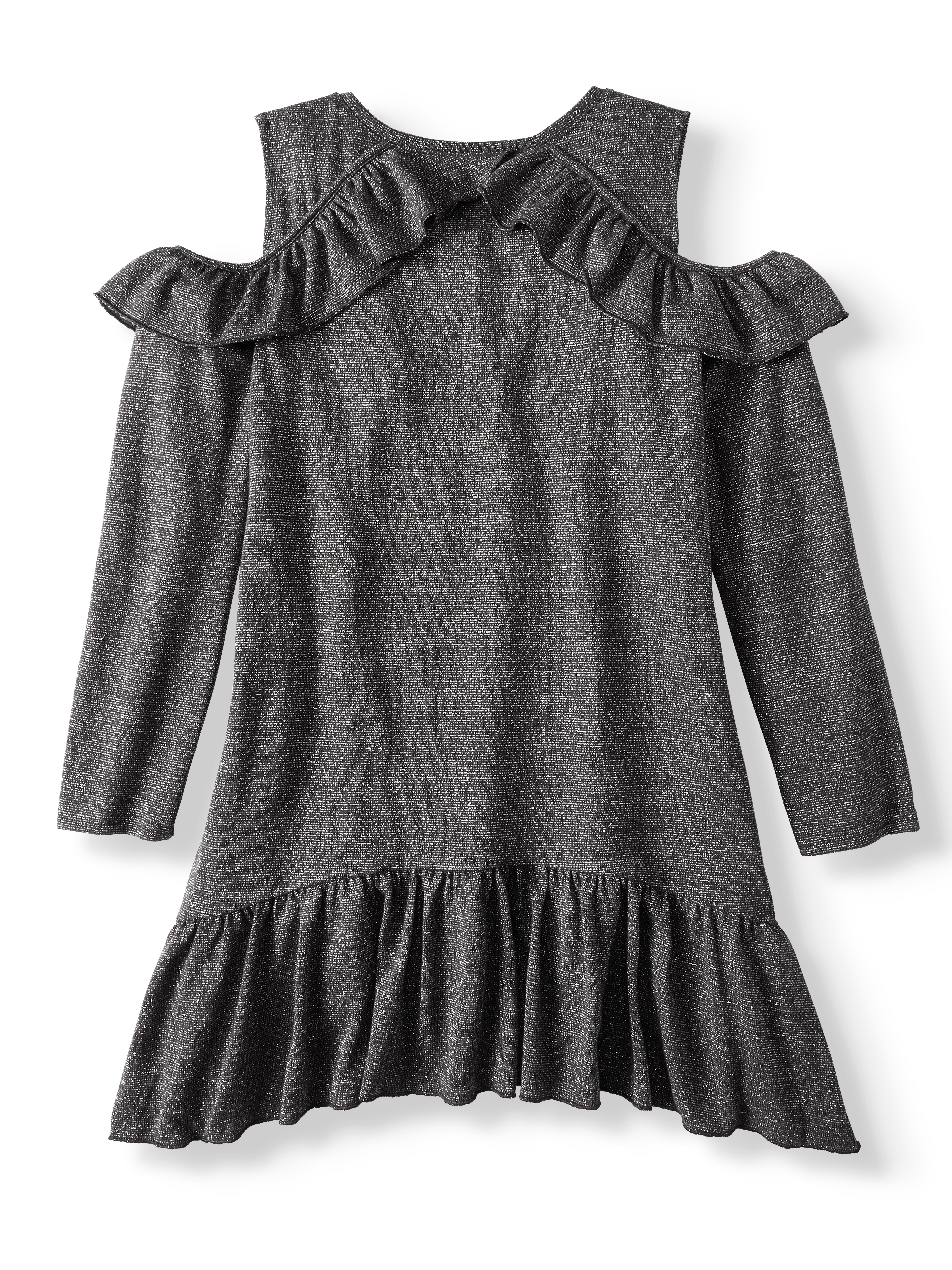 Girls Cold Shoulder Hacci Knit Sweater Dress Girls Cold Shoulder Hacci Knit Sweater Dress