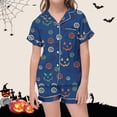 thumbnail image 2 of Weebloom Halloween Girls' Pajama Sets Cute Pumpkin Pajamas Set Soft Printed Short Sleeve Button Down Shirt Shorts For Youth Tween Sleepwear Nightwear Pjs Loungewear 12-13 Years, 2 of 4