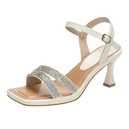 

Cathalem Word With Rhinestone High Heeled Fashion Shoes And Casual Sandals A 38