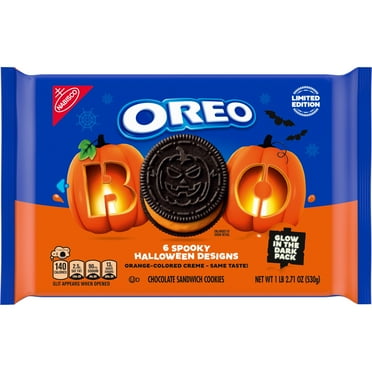 OREO Orange Creme Chocolate Sandwich Halloween Cookies, Baked, 18.71 oz, Shelf Stable, Plastic Tray