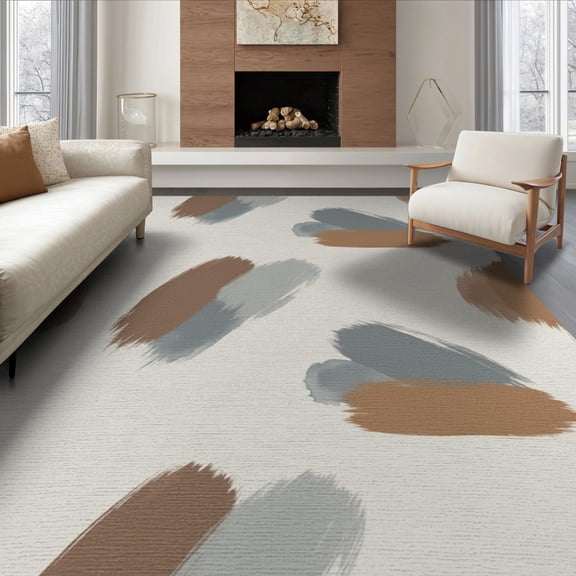 ODIKA 8'x10' Washable Area Rug Durable, Non-Slip Abstract Brushwork Featuring Blended Transitional Livingroom for Living Room, Under Sectional, Family